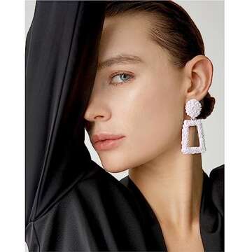 Trendy Textured Geometric Drop Earrings for Women