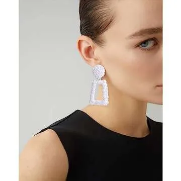 Trendy Textured Geometric Drop Earrings for Women