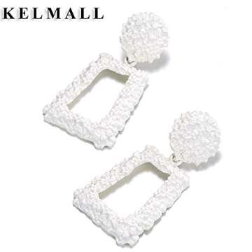 Trendy Textured Geometric Drop Earrings for Women