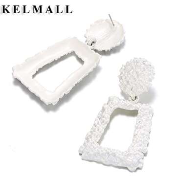 Trendy Textured Geometric Drop Earrings for Women