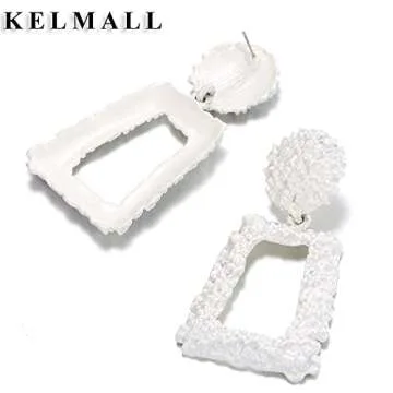 Trendy Textured Geometric Drop Earrings for Women