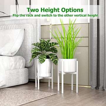 EKNITEY Adjustable Plant Pot Stand: Indoor Outdoor Modern Flower Holder Metal Plant Rack Organizer P...