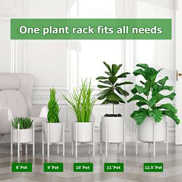 EKNITEY Adjustable Plant Pot Stand: Indoor Outdoor Modern Flower Holder Metal Plant Rack Organizer Planter Stand for Garden Patio Corner Bathroom Living Room Balcony Home Office (White)