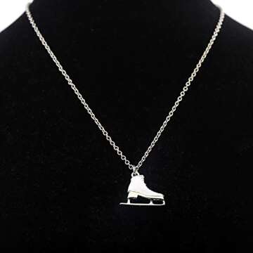 Skater Necklace Ice Skate Necklace White Enameled Figure Skating Pendant Team Sport Skater Jewelry Skate Lover Gift (silver)