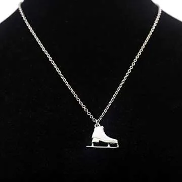 Skater Necklace Ice Skate Necklace White Enameled Figure Skating Pendant Team Sport Skater Jewelry Skate Lover Gift (silver)