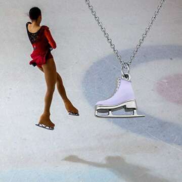 Skater Necklace Ice Skate Necklace White Enameled Figure Skating Pendant Team Sport Skater Jewelry Skate Lover Gift (silver)