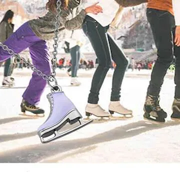 Skater Necklace Ice Skate Necklace White Enameled Figure Skating Pendant Team Sport Skater Jewelry Skate Lover Gift (silver)
