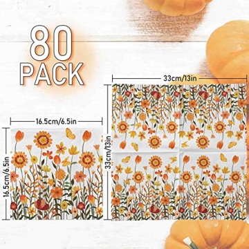 AnyDesign Fall Napkins 80 Pack for Thanksgiving Decorations