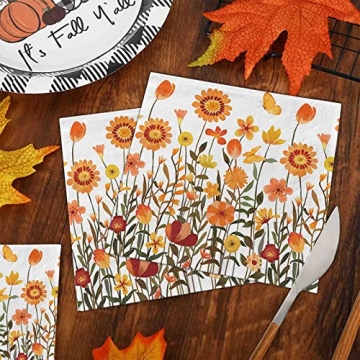 AnyDesign Fall Napkins 80 Pack for Thanksgiving Decorations