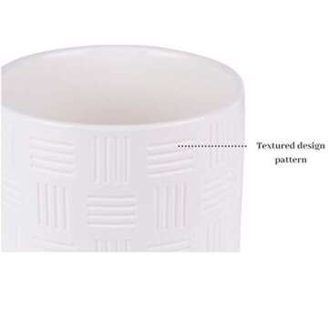 Ceramic Stoneware Planters - Set of 3 Planter Pots for Indoor, 5½” H, White - Stylish Flower Pots...