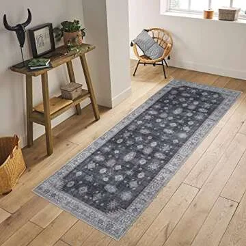 Adiva Washable Area Rug with Non-Slip Backing - Stylish & Safe