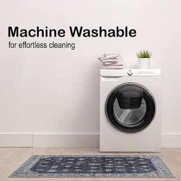 Adiva Washable Area Rug with Non-Slip Backing - Stylish & Safe