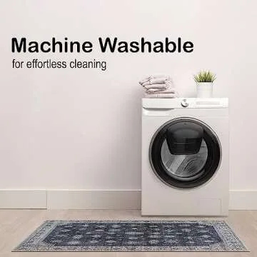 Adiva Washable Area Rug with Non-Slip Backing - Stylish & Safe