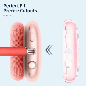 Fintie Case Cover for AirPods Max Headphones, Soft TPU Clear Anti-Scratch Protective Cover for AirPod Max, Transparent Accessories Skin Protector for Airpods Max Headphones (Clear Pink)