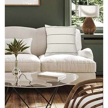 Creative Co-Op 20" Square Interwoven Striped Cotton Pillow Cover