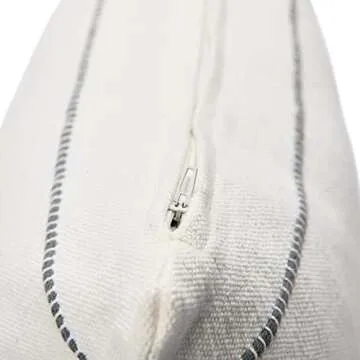 Creative Co-Op 20" Square Interwoven Striped Cotton Pillow Cover