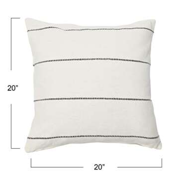 Creative Co-Op 20" Square Interwoven Striped Cotton Pillow Cover