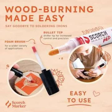 Scorch Marker - Woodburning Pen, Wood Engraver, Non Toxic Marker, with Foam Tip and Brush, Wood Burner Pen, for Do-it-Yourself, Art and Craft Kit, Pyrography, Wood Working, Wood Burning
