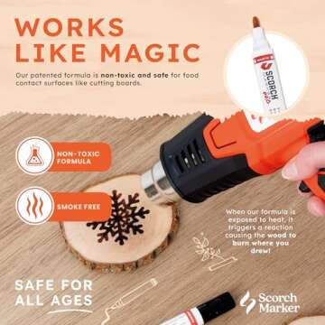 Scorch Marker - Woodburning Pen, Wood Engraver, Non Toxic Marker, with Foam Tip and Brush, Wood Burner Pen, for Do-it-Yourself, Art and Craft Kit, Pyrography, Wood Working, Wood Burning
