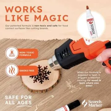 Scorch Marker - Woodburning Pen, Wood Engraver, Non Toxic Marker, with Foam Tip and Brush, Wood Burner Pen, for Do-it-Yourself, Art and Craft Kit, Pyrography, Wood Working, Wood Burning
