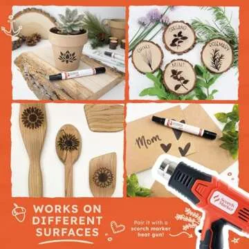 Scorch Marker - Woodburning Pen, Wood Engraver, Non Toxic Marker, with Foam Tip and Brush, Wood Burner Pen, for Do-it-Yourself, Art and Craft Kit, Pyrography, Wood Working, Wood Burning