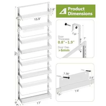 POKIPO 8-Tier Over the Door Organizer for Pantry & Kitchen