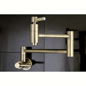 Kingston Brass KS8103DL Wall Mount Pot Filler Kitchen Faucet, Antique Brass,13" Length