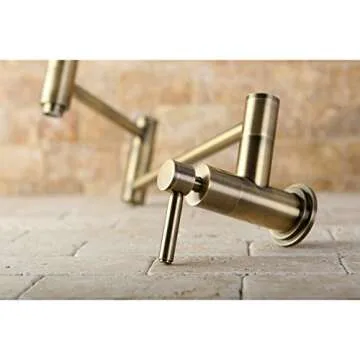Kingston Brass KS8103DL Wall Mount Pot Filler Kitchen Faucet, Antique Brass,13" Length
