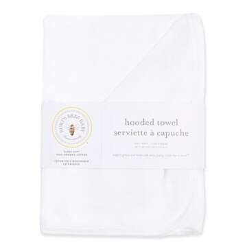 Burts Bees Baby Infant Hooded Towels Cloud White Cotton, Unisex Bath Essentials and Newborn Necessit...