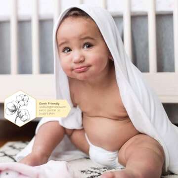Burts Bees Baby Infant Hooded Towels Cloud White Cotton, Unisex Bath Essentials and Newborn Necessities, Soft Nursery Towel with Hood Set, 1-Pack Size 29 x 29 Inch