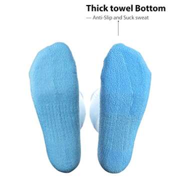 Luwint Cusioned Over-The-Calf Soccer Socks, Mens and Womens Size 5-10 (Striped White/Blue)