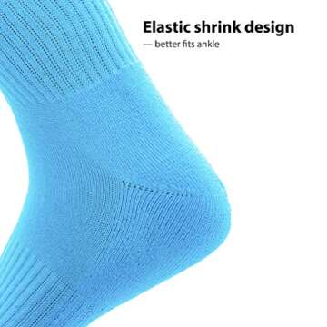 Luwint Cusioned Over-The-Calf Soccer Socks, Mens and Womens Size 5-10 (Striped White/Blue)