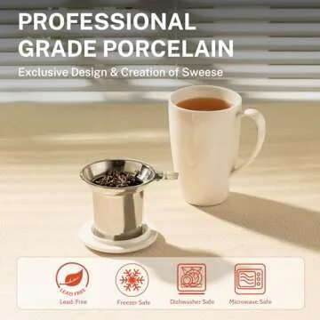 Sweese Tea Cup with Infuser - Quality Porcelain Tea Mug