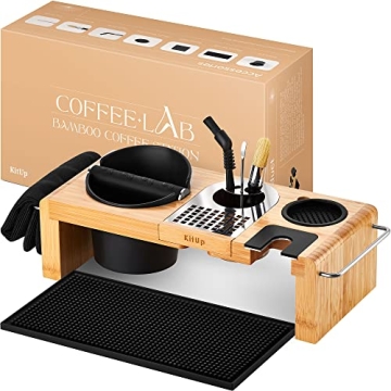KitUp Espresso Knock Box and Tamp Station - Premium Coffee-Making Kit with Organizer and Tamper