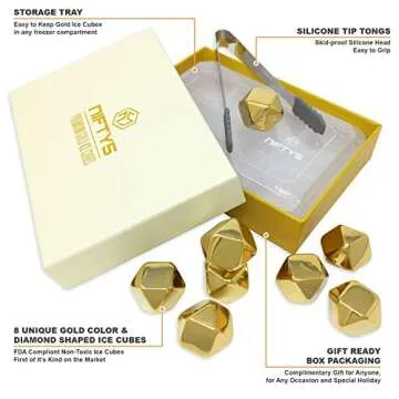 Gold Diamond Whiskey Stones - Stylish and Reusable Gift Set