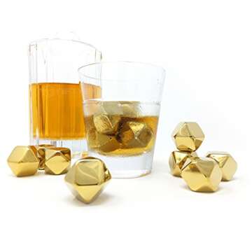 Gold Diamond Whiskey Stones - Stylish and Reusable Gift Set