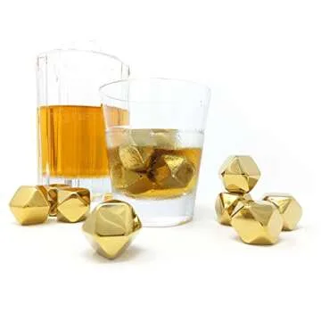 Gold Diamond Whiskey Stones - Stylish and Reusable Gift Set