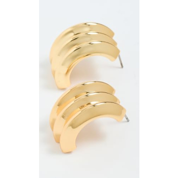 Dome Ribbed Gold Earrings by Kenneth Jay Lane