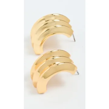 Dome Ribbed Gold Earrings by Kenneth Jay Lane