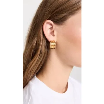 Dome Ribbed Gold Earrings by Kenneth Jay Lane