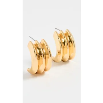 Dome Ribbed Gold Earrings by Kenneth Jay Lane