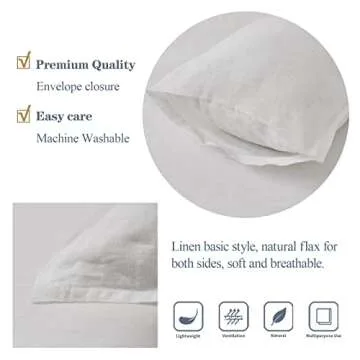 Simple&Opulence 100% Linen Lumbar Pillow Cover 12 x 20 Inches Set of 2 Rectangular Decorative Throw Cushion Cover for Couch Sofa Bed Living Room Office Soft Breathable Farmhouse - White