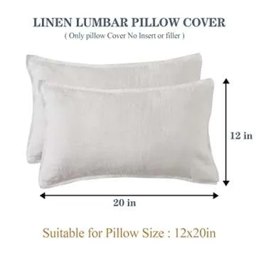 Simple&Opulence 100% Linen Lumbar Pillow Cover 12 x 20 Inches Set of 2 Rectangular Decorative Throw Cushion Cover for Couch Sofa Bed Living Room Office Soft Breathable Farmhouse - White