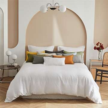 Simple&Opulence 100% Linen Lumbar Pillow Cover 12 x 20 Inches Set of 2 Rectangular Decorative Throw Cushion Cover for Couch Sofa Bed Living Room Office Soft Breathable Farmhouse - White