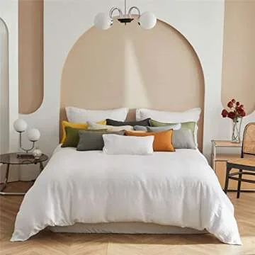 Simple&Opulence 100% Linen Lumbar Pillow Cover 12 x 20 Inches Set of 2 Rectangular Decorative Throw Cushion Cover for Couch Sofa Bed Living Room Office Soft Breathable Farmhouse - White