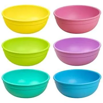 Re-Play Made in USA 20 Oz. Reusable Plastic Bowls, Set of 6 - Dishwasher and Microwave Safe Bowls fo...