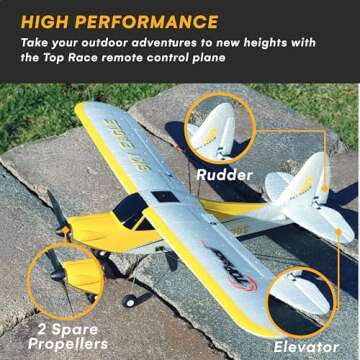 Top Race RC Plane - Remote Control Airplane for Adults and Kids - 4 Channel Stunt Flying, 20" Wing S...