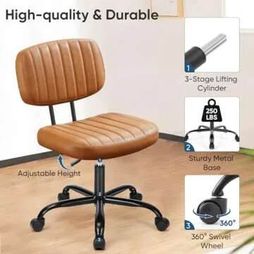 Armless Small Office Chair with Ergonomic Support and Style