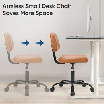 Armless Small Office Chair with Ergonomic Support and Style