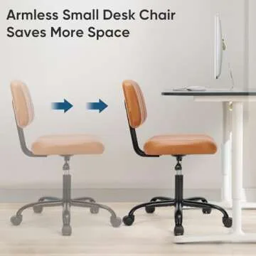 Armless Small Office Chair with Ergonomic Support and Style